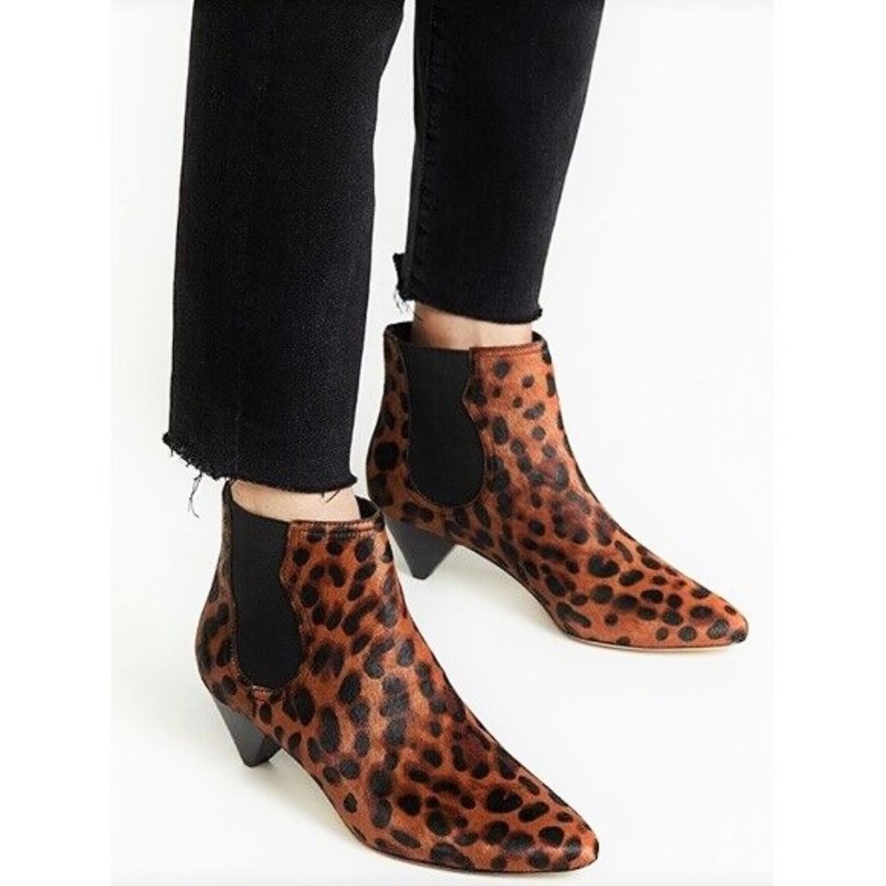 Joie Leopard Print Ankle Booties in Brown and Black